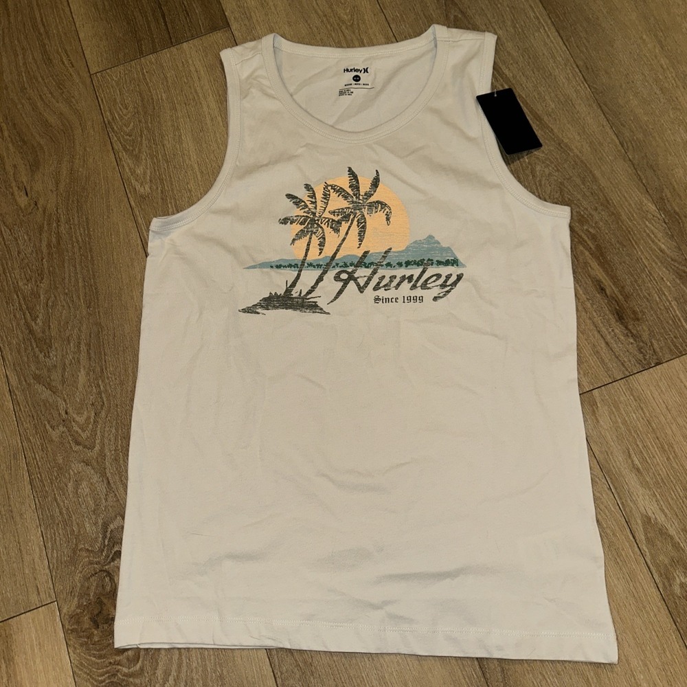 Hurley Men's Diamond Head Graphic Tank‎ Bone Size Medium Palm Trees NEW